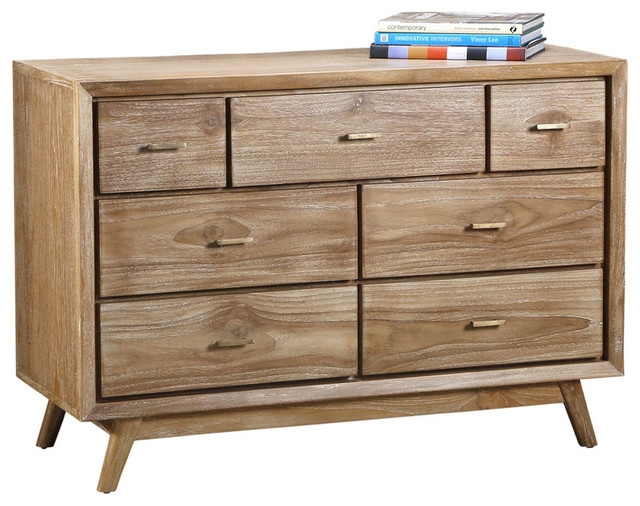Cape Cod Whitewash Coastal Modern Wood Dresser