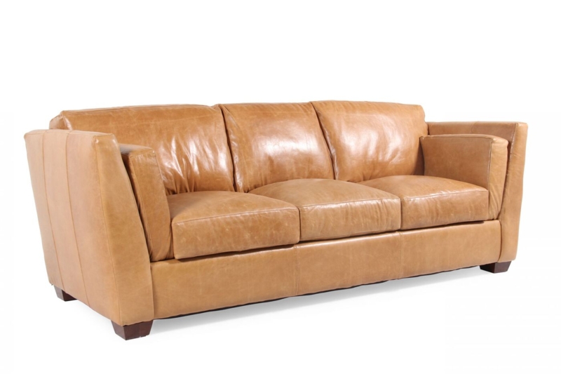 Caramel Leather Sofa for Modern Living Room