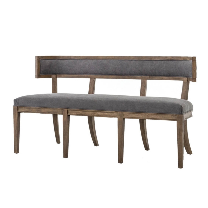 Carter Upholstered Curved Dining Bench in Gray