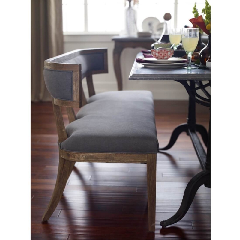 Carter Upholstered Curved Dining Bench with Wooden Frame