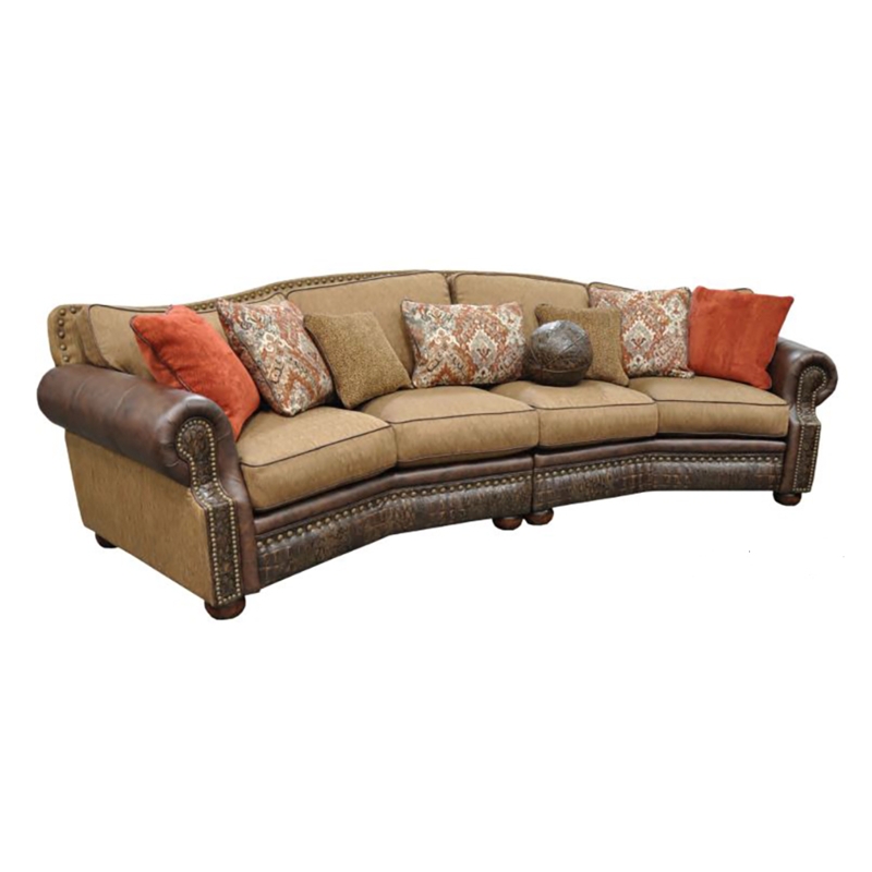 Cartwright Aurora Curved Leather and Fabric Sofa