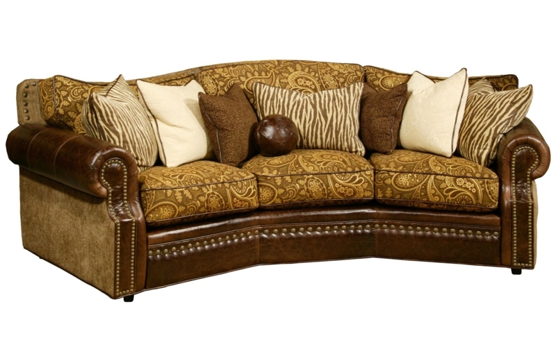 Cartwright Leather and Patterned Fabric Conversation Sofa