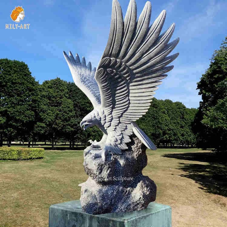 Carved Marble Eagle Garden Statue for Outdoor Decor