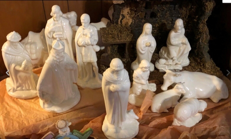Ceramic Bisque Holland Nativity Set Christmas Figurines