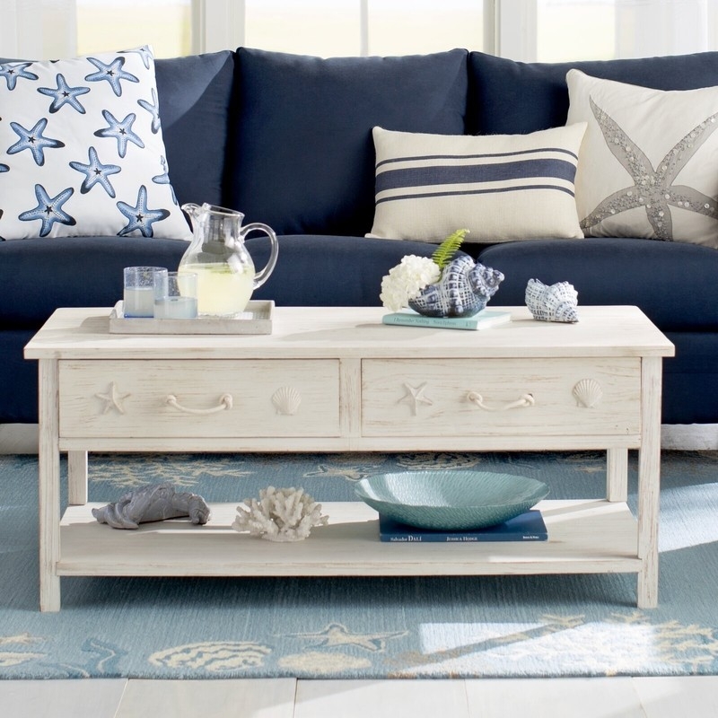 Charming Coastal Coffee Table with Nautical Decor
