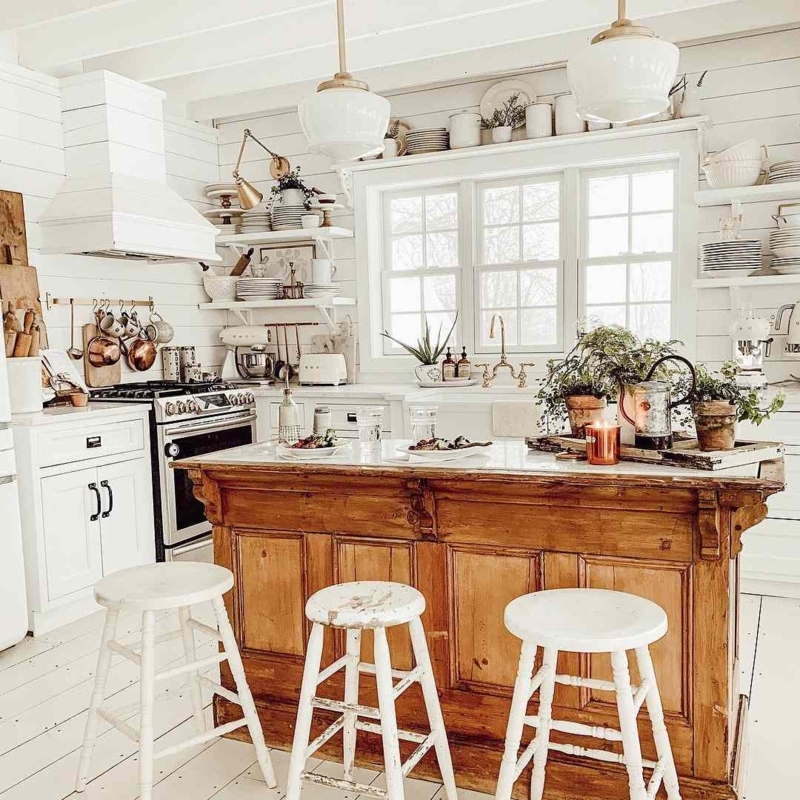 Charming Rustic Kitchen Island with Wooden Accents