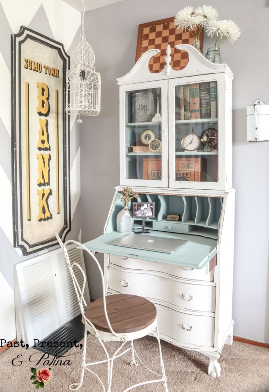 Charming Vintage Secretary Desk with Hutch in Office