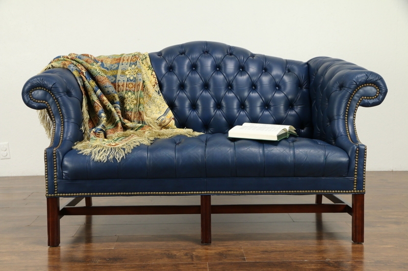 Chesterfield Vintage Tufted Leather Sofa or Loveseat