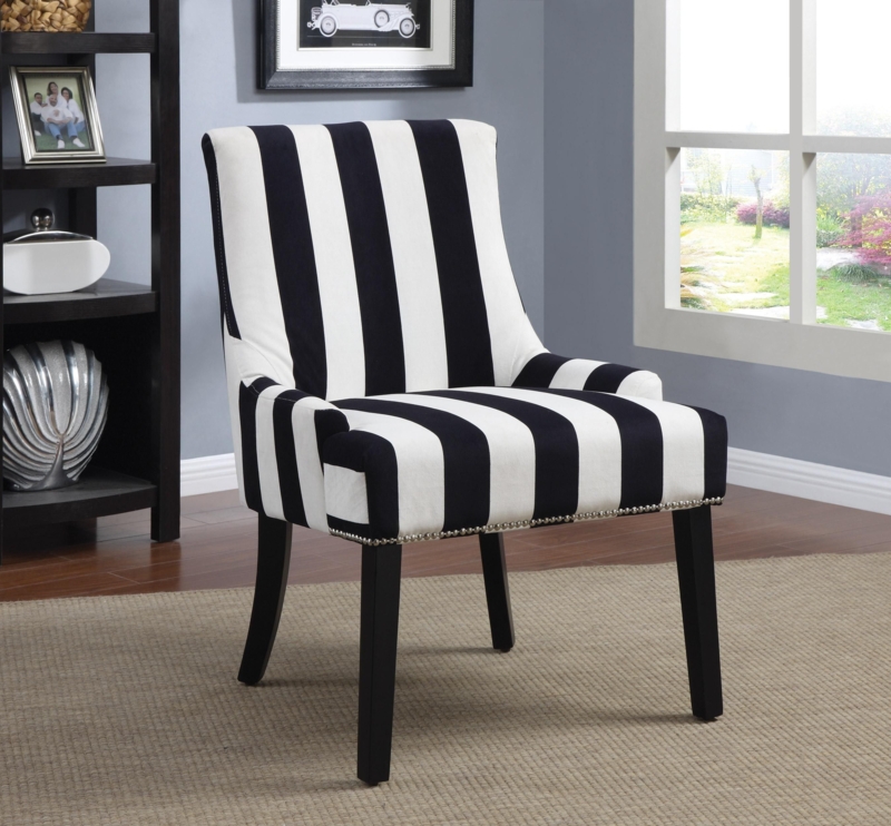 Chic Modern Black and White Striped Accent Chair