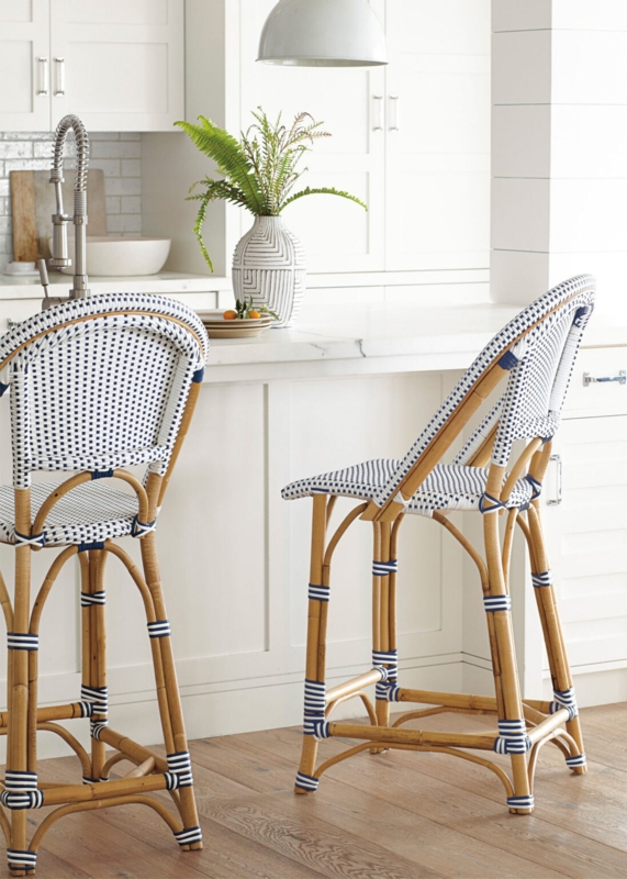 Chic Woven Rattan Counter Stools for Kitchen Island