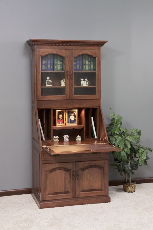 Classic Amish Executive Secretary Desk with Hutch