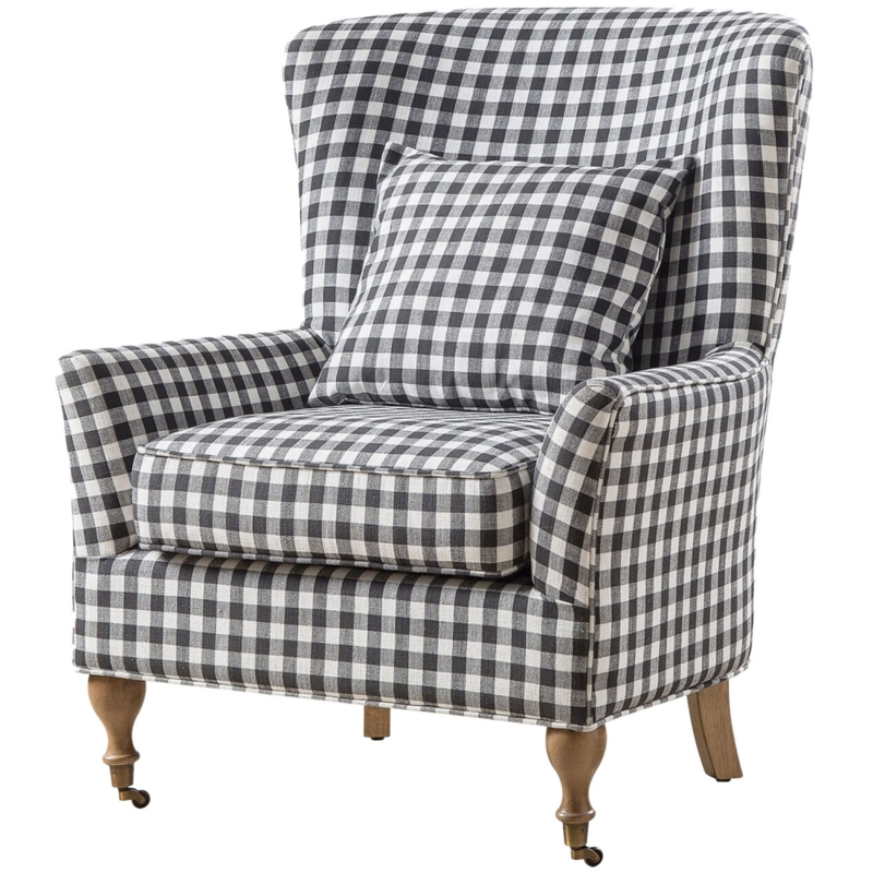 Classic Black and White Lancaster Plaid Armchair