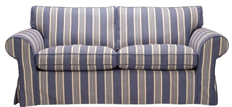 Classic Blue and White Striped Sofa Design