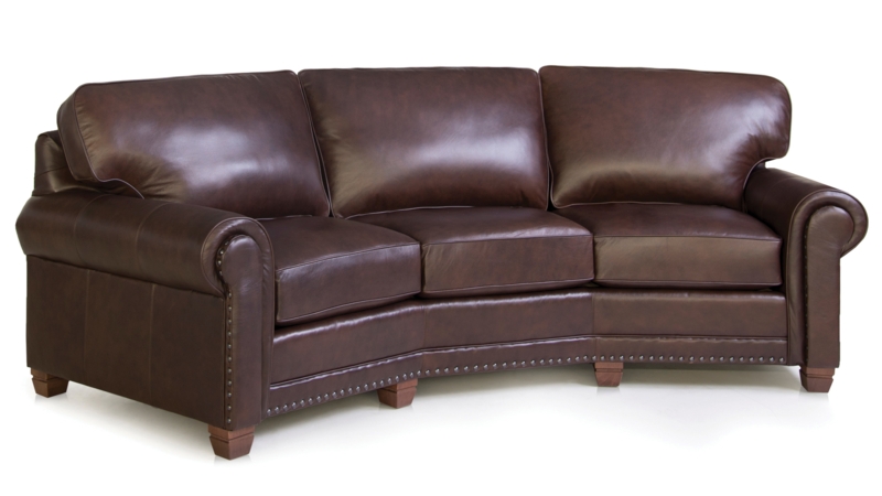 Classic Brown Leather Curved Conversation Sofa