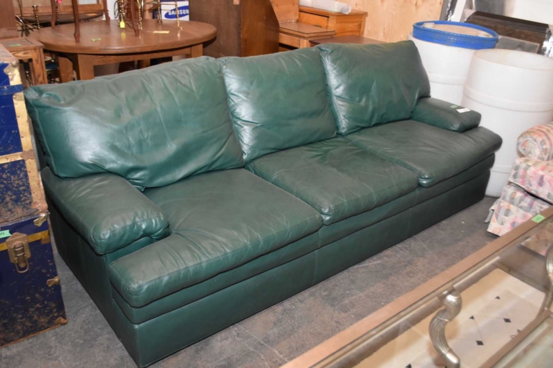 Classic Forest Green Leather Sofa for Living Rooms