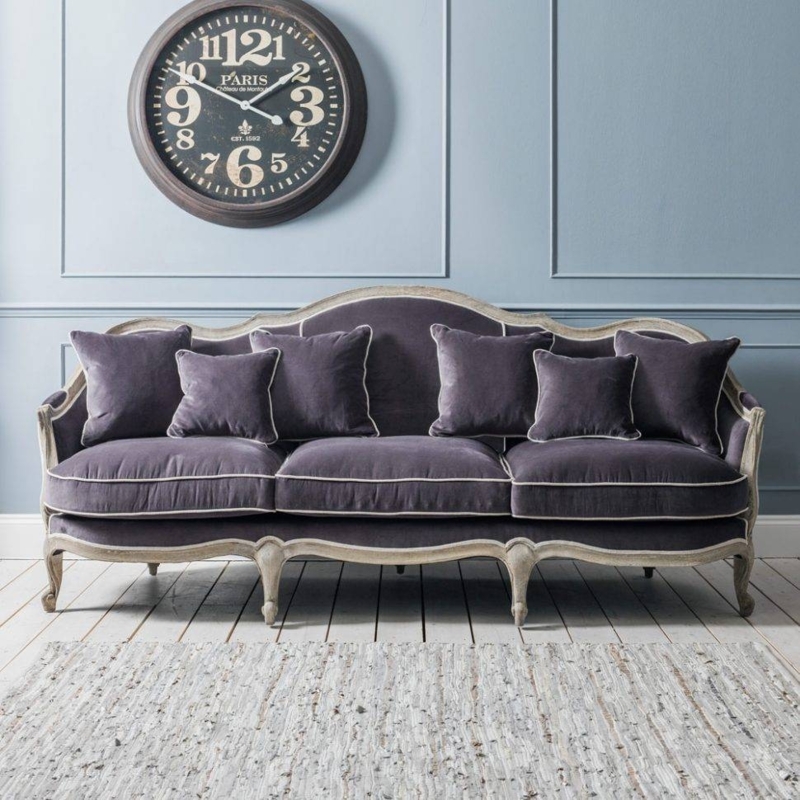 Classic French Velvet Sofa with Elegant Detailing