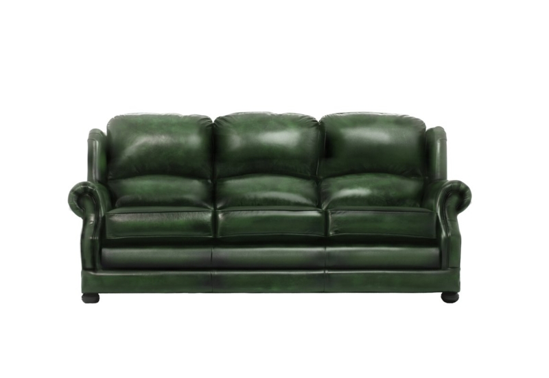 Classic Green Leather Traditional Sofa Furniture