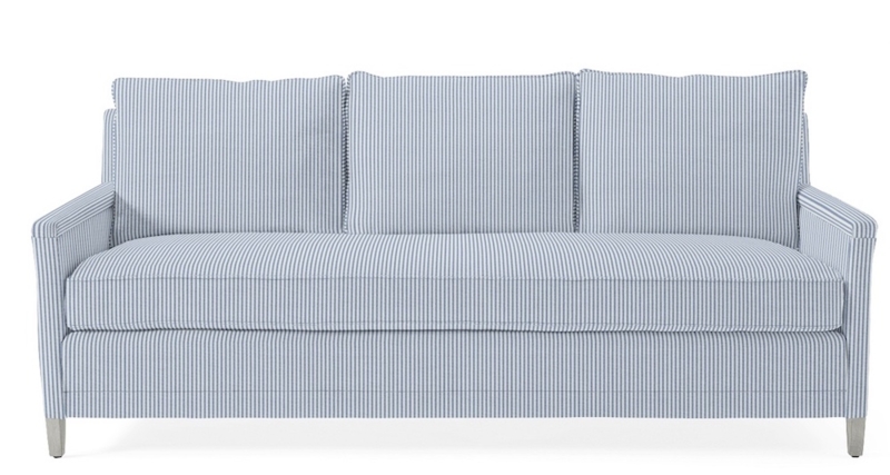 Classic Navy Blue and White Striped Sofa