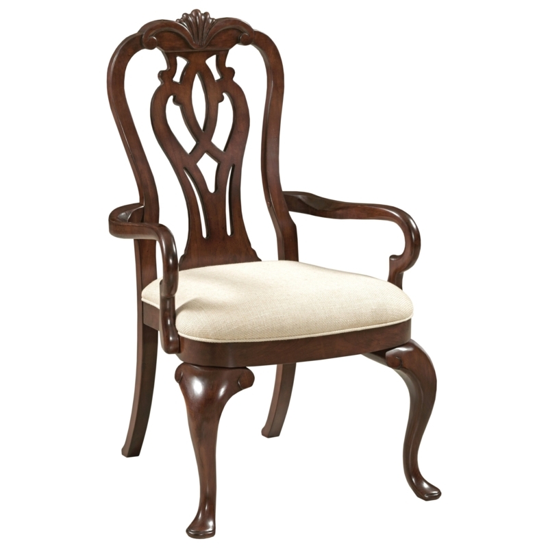 Classic Queen Anne Style Wooden Armchair with Cushion
