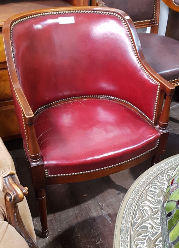 Classic Red Leather Library Accent Chair