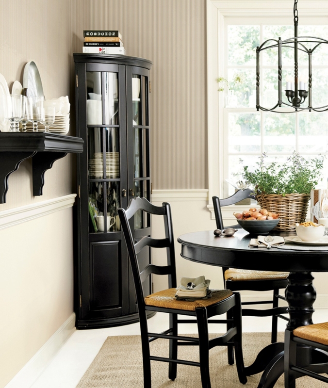 Classic Small Dining Room with Black Furniture