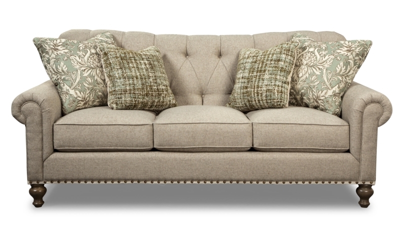 Classic Tufted Camelback Sofa with Decorative Pillows
