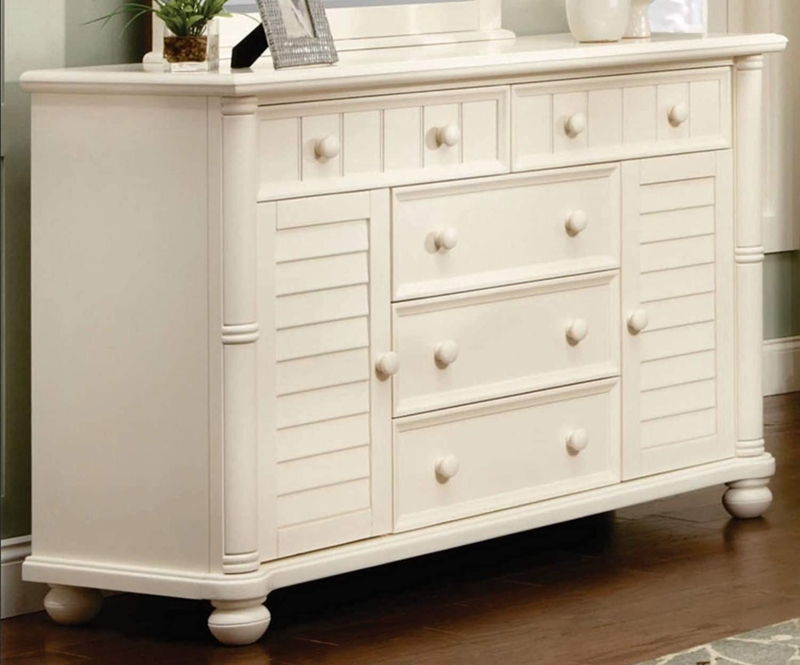 Classic White Coastal Dresser with Shutter Doors