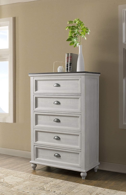 Classic White Coastal Style Five-Drawer Dresser
