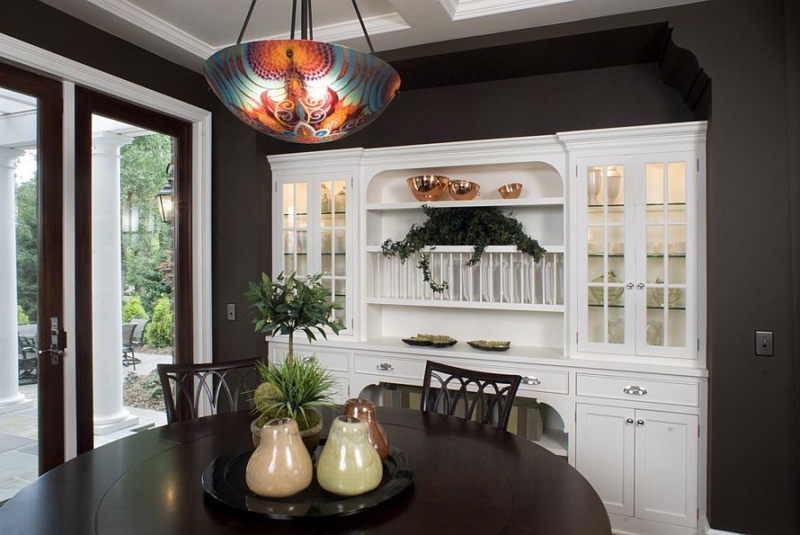 Classic White Dining Hutch with Glass Display Doors