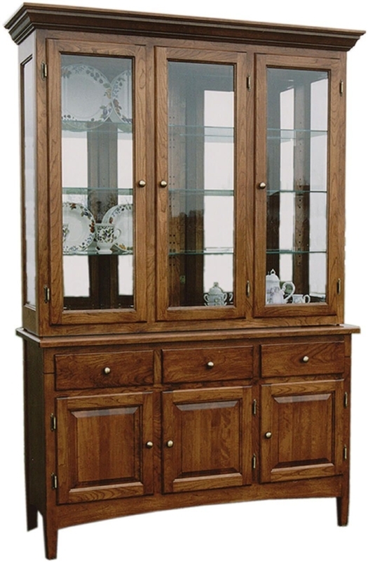 Classic Wooden China Cabinet Hutch with Glass Doors