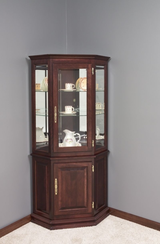 Classic Wooden Corner Display Cabinet with Glass Doors