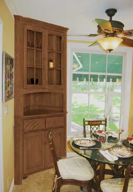 Classic Wooden Corner Hutch for Cozy Dining Rooms