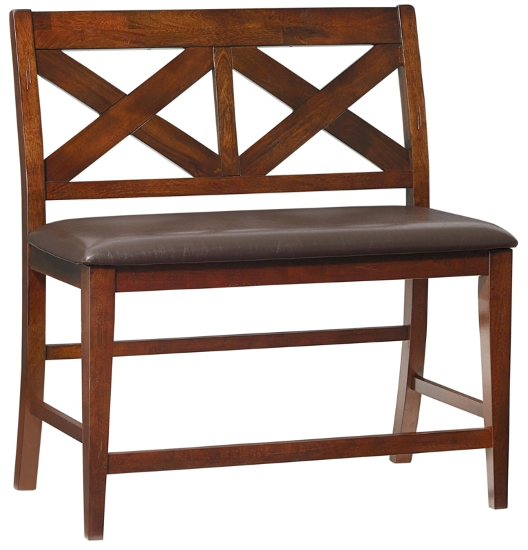 Classic Wooden Dining Bench with Leather Seat
