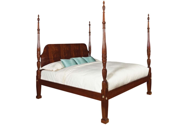 Classic Wooden Four-Poster Queen Bed Design