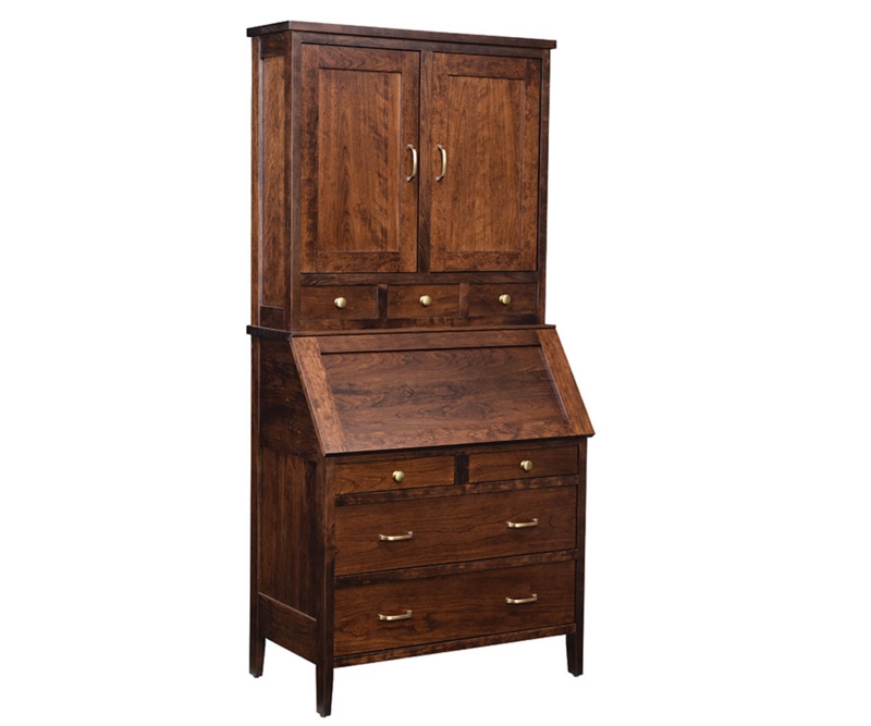Classic Wooden Secretary Desk with Hutch Storage