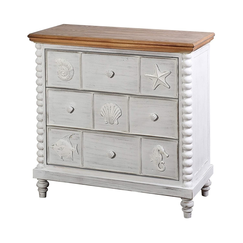 Coastal Beach-Themed Wooden Dresser with Nautical Details | Foter
