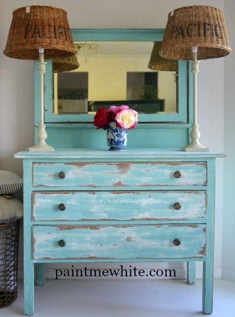 distressed blue dresser SOLD | Blue Primitive Shabby Chic Antique Dresser or Sideboard | Rustic French Farmhouse Distressed Painted Furniture | Milk Painted Patina