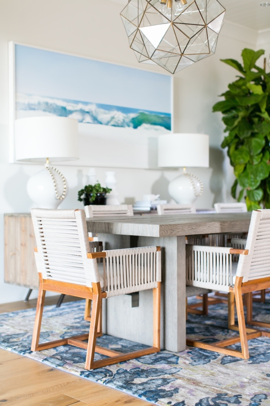 Coastal Dining Room with Rope Accent Chairs