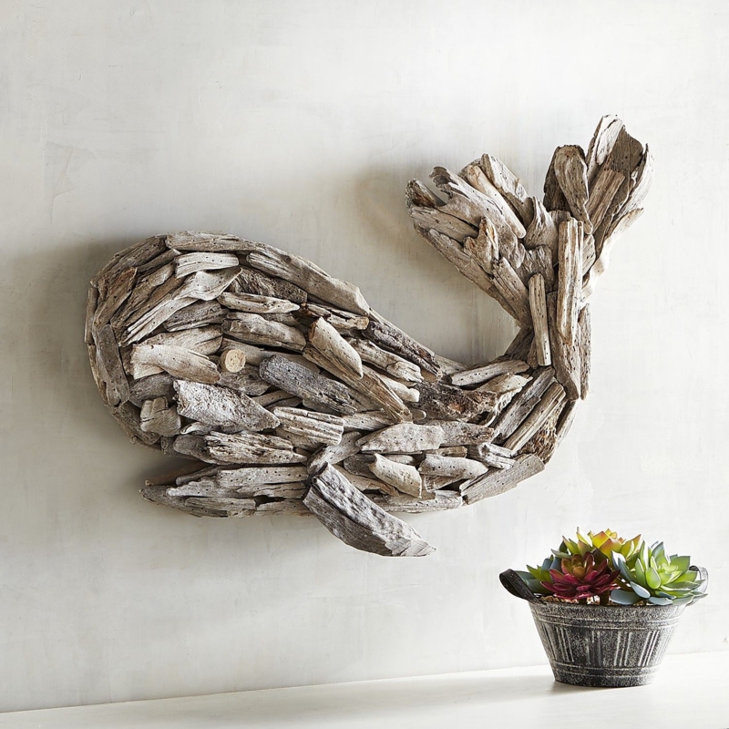 Coastal Driftwood Whale Wall Art Decor