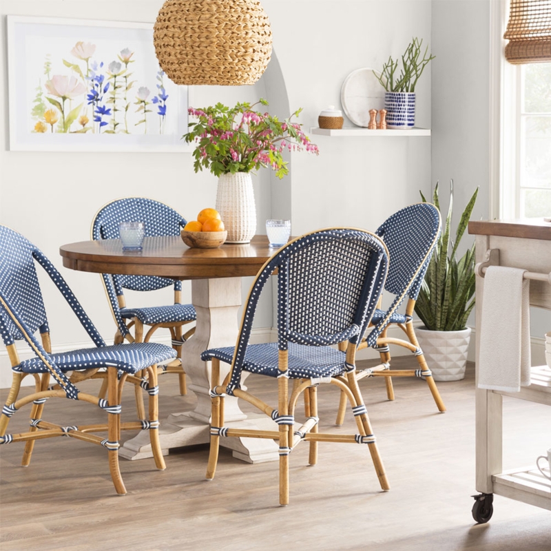 Coastal Farmhouse Dining Room with Woven Chairs