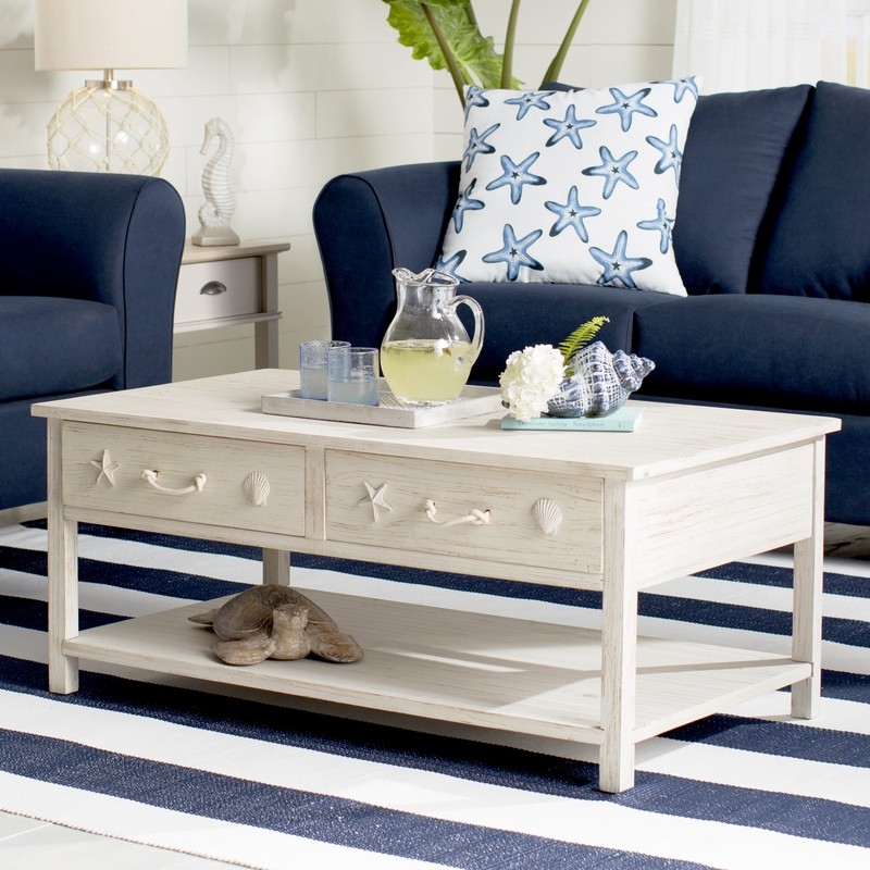 Coastal-Inspired White Rustic Coffee Table