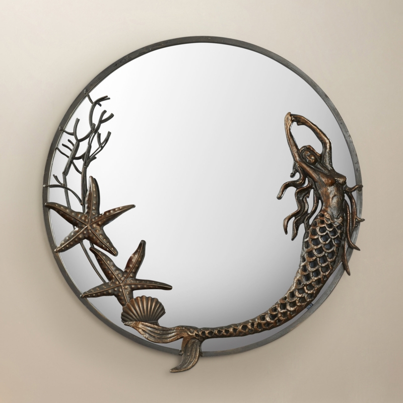 Coastal Mermaid Accent Mirror with Starfish and Shells