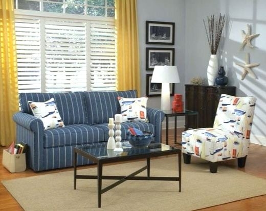 Coastal Nautical Striped Sofa Living Room Ideas
