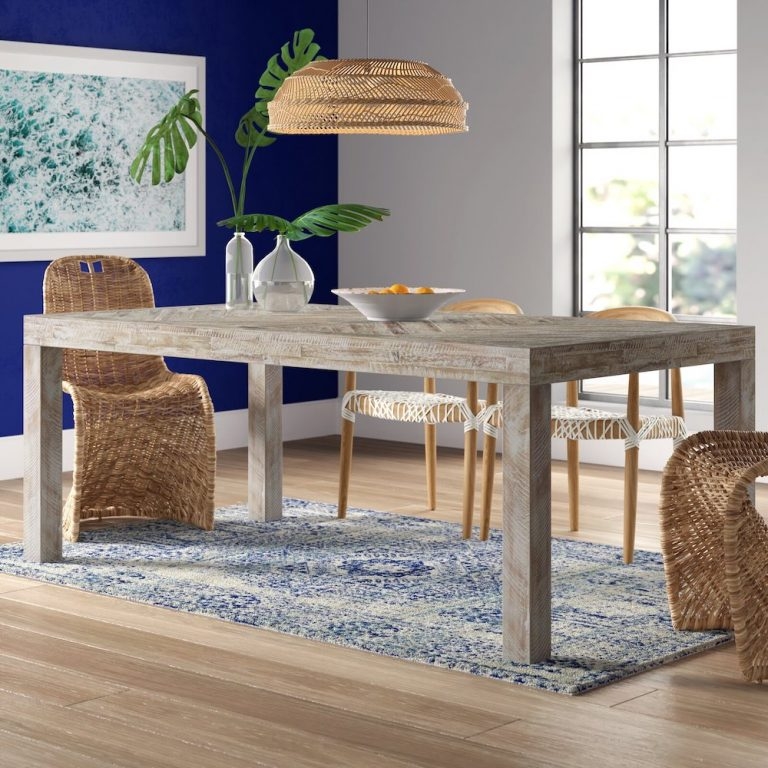 Coastal Rustic Dining Table with Woven Chairs