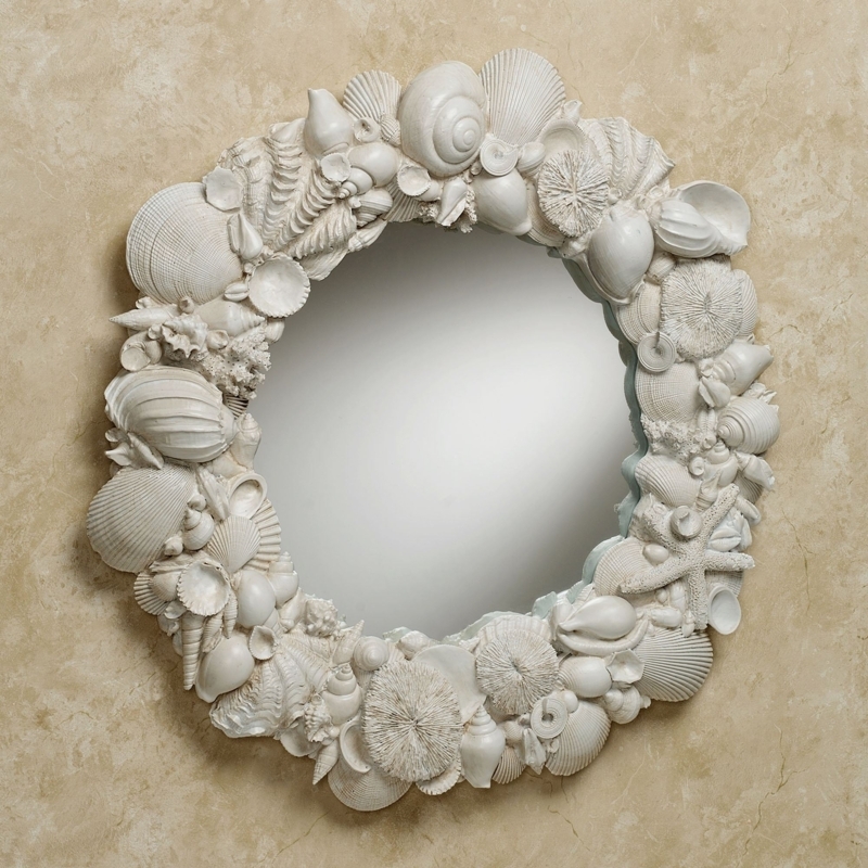 Coastal Seashell Melange Round Wall Mirror