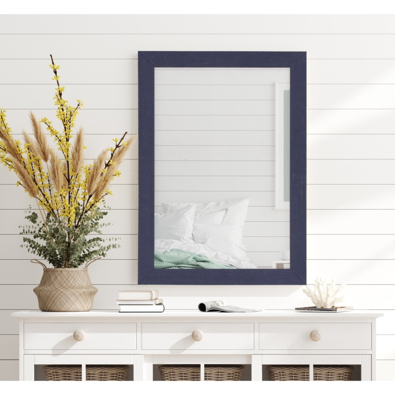 Coastal Style Large Navy Framed Wall Mirror