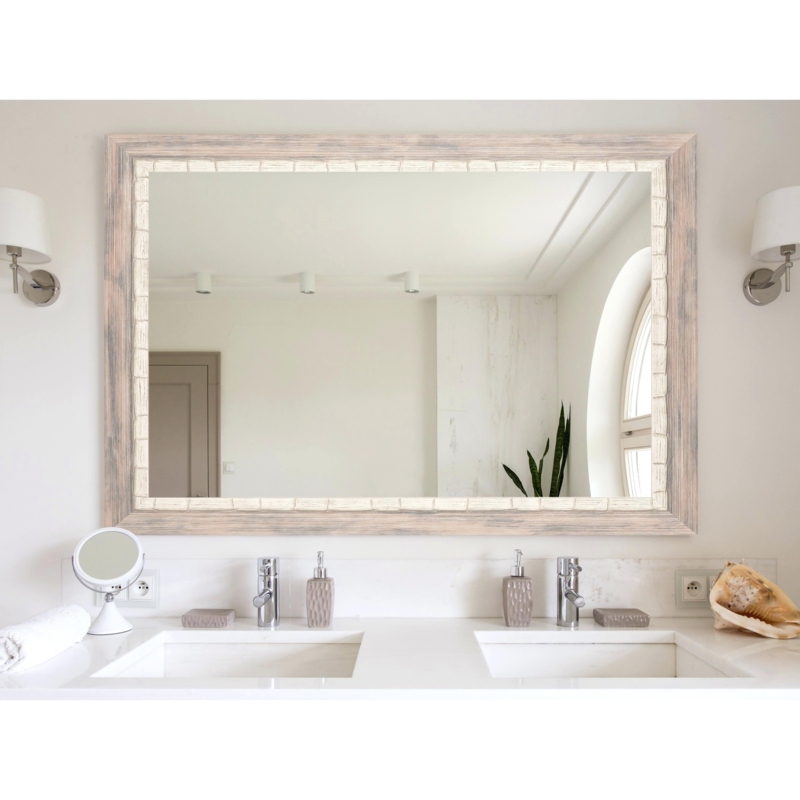 Coastal Style Large Wooden Bathroom Mirror