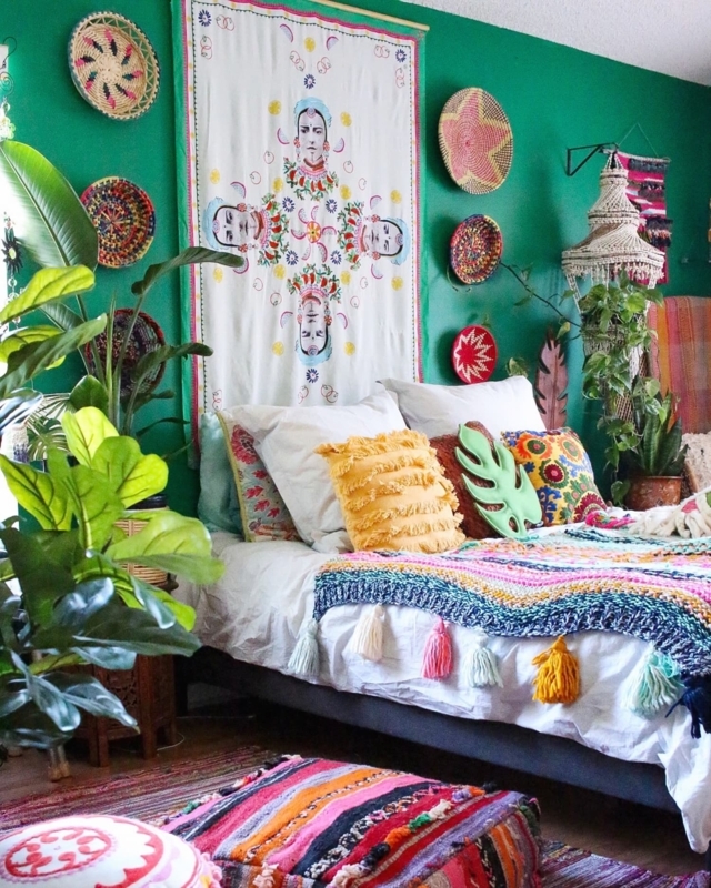 Colorful Bohemian Bedroom with Eclectic Decor