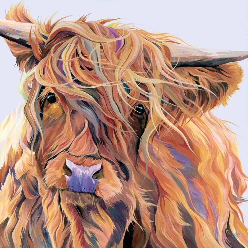 Colorful Highland Cow Art Print by Lauren's Cows