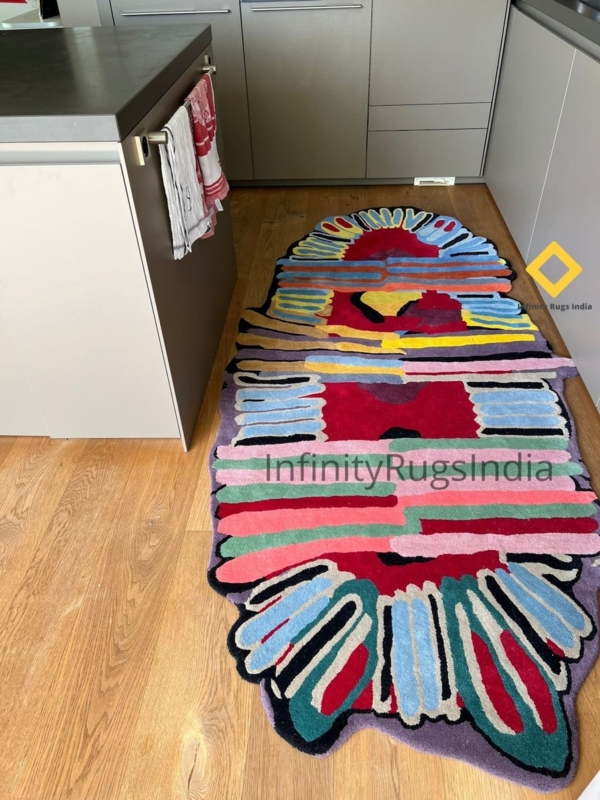 Colorful Irregular Shaped Hand-Tufted Rug